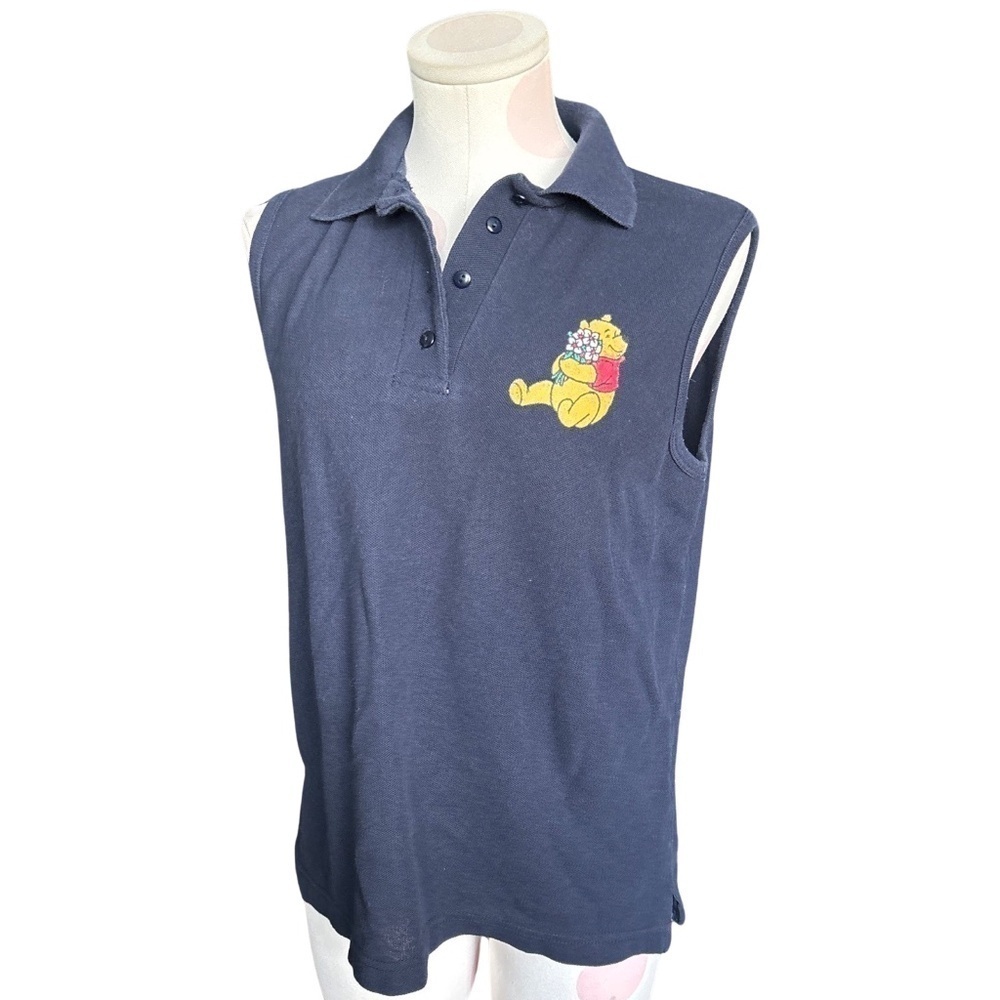 Y2K Winnie-the-Pooh Sleeveless Polo - navy blue - medium/Large